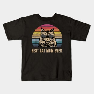 Vintage Best Cat Mom Ever Funny Father_s Day Gift Shirt Kids T-Shirt